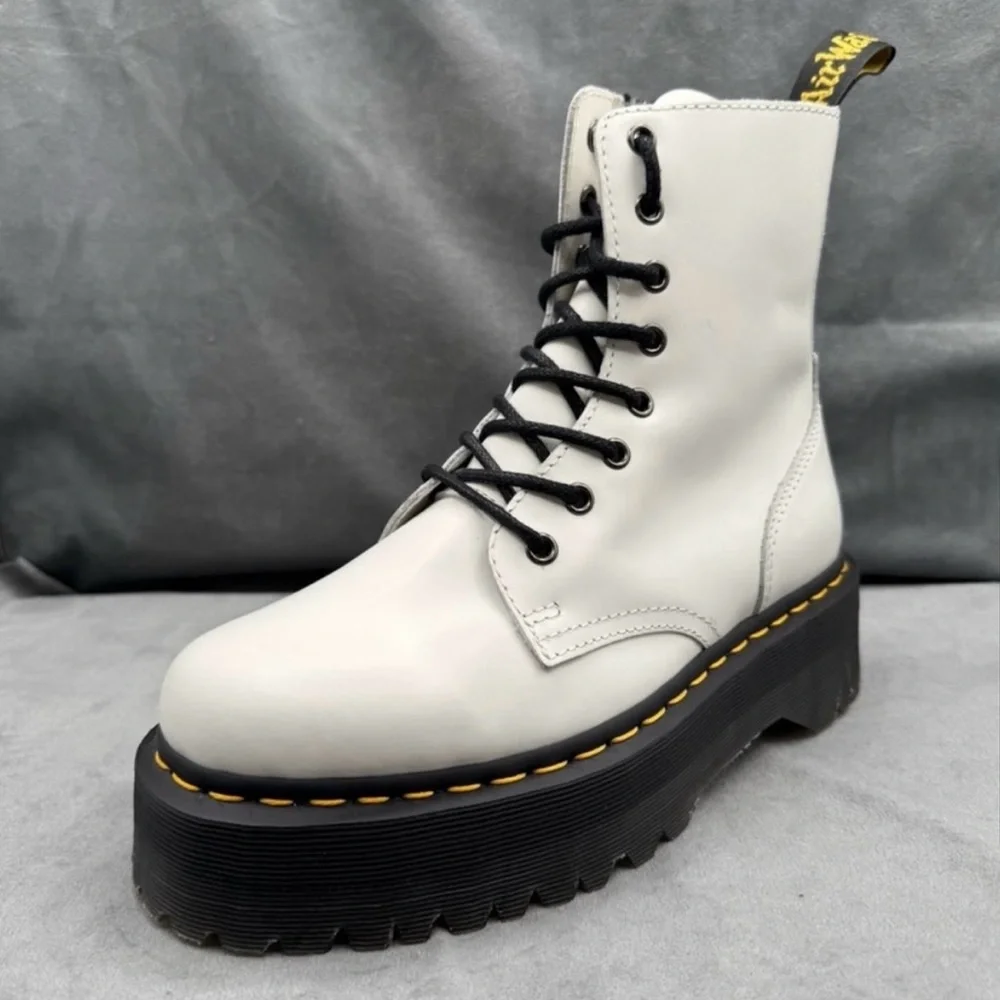 Dr. Martens Jadon Platform Boots Women’s US 8 White Smooth Leather Side Zip - Picture 5 of 11